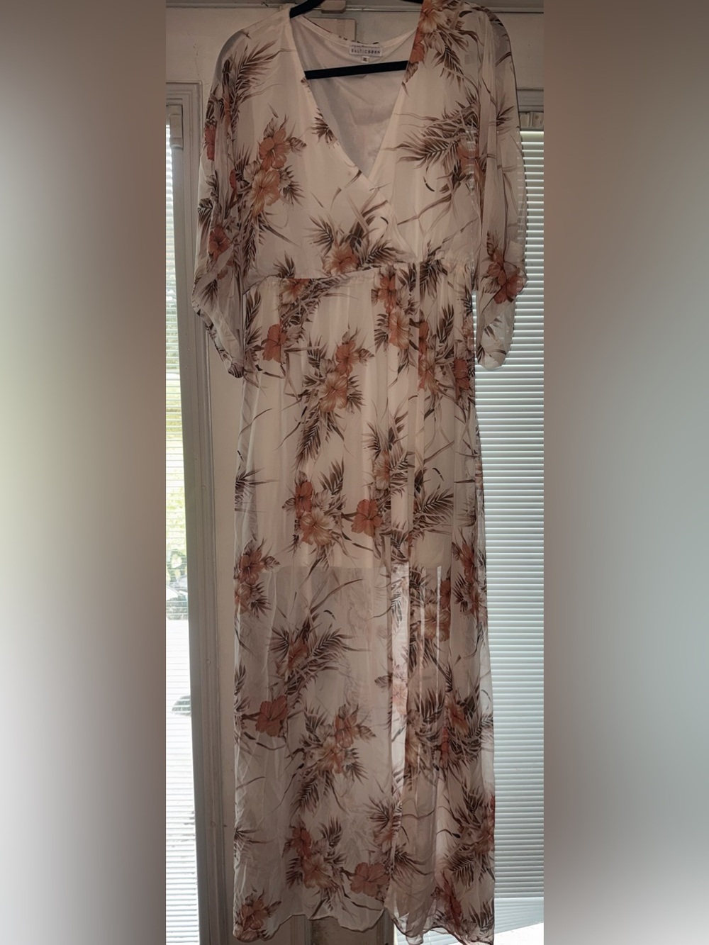 Baltic Born Floral Maxi Dress in Peach and Cream